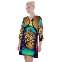 Flask Bottle Tree In A Bottle Perfume Design Open Neck Shift Dress by Pakemis