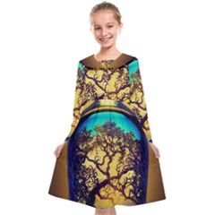 Flask Bottle Tree In A Bottle Perfume Design Kids  Midi Sailor Dress by Pakemis