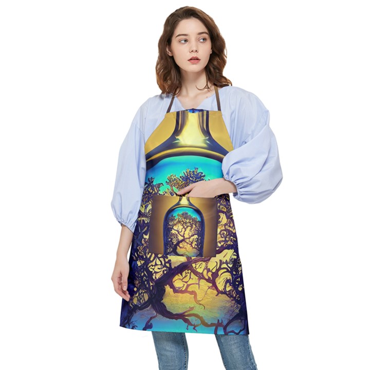 Flask Bottle Tree In A Bottle Perfume Design Pocket Apron