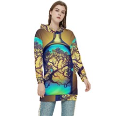 Flask Bottle Tree In A Bottle Perfume Design Women s Long Oversized Pullover Hoodie by Pakemis