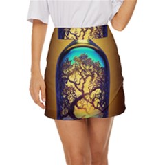 Flask Bottle Tree In A Bottle Perfume Design Mini Front Wrap Skirt by Pakemis