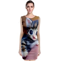 Cute Kitten Kitten Animal Wildlife 3d Classic Sleeveless Midi Dress by Pakemis