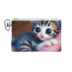 Cute Kitten Kitten Animal Wildlife 3d Canvas Cosmetic Bag (medium) by Pakemis