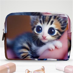 Cute Kitten Kitten Animal Wildlife 3d Make Up Pouch (medium) by Pakemis