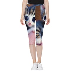 Cute Kitten Kitten Animal Wildlife 3d Inside Out Lightweight Velour Capri Leggings  by Pakemis