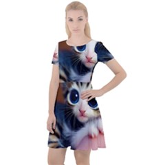 Cute Kitten Kitten Animal Wildlife 3d Cap Sleeve Velour Dress  by Pakemis