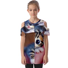 Cute Kitten Kitten Animal Wildlife 3d Fold Over Open Sleeve Top by Pakemis