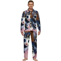 Cute Kitten Kitten Animal Wildlife 3d Men s Long Sleeve Velvet Pocket Pajamas Set by Pakemis