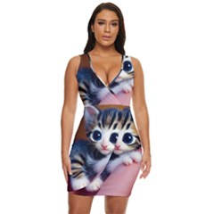 Cute Kitten Kitten Animal Wildlife 3d Draped Bodycon Dress by Pakemis