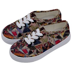 Background Embroidery Pattern Stitches Abstract Kids  Classic Low Top Sneakers