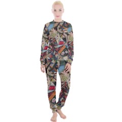 Background Embroidery Pattern Stitches Abstract Women s Lounge Set