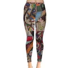 Background Embroidery Pattern Stitches Abstract Inside Out Leggings