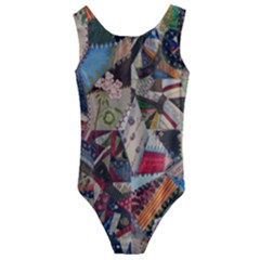 Background Embroidery Pattern Stitches Abstract Kids  Cut-out Back One Piece Swimsuit by Pakemis