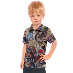 Background Embroidery Pattern Stitches Abstract Kids  Polo Tee