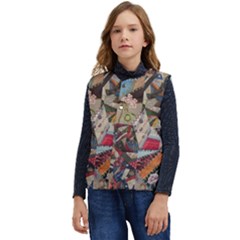 Background Embroidery Pattern Stitches Abstract Kid s Short Button Up Puffer Vest	