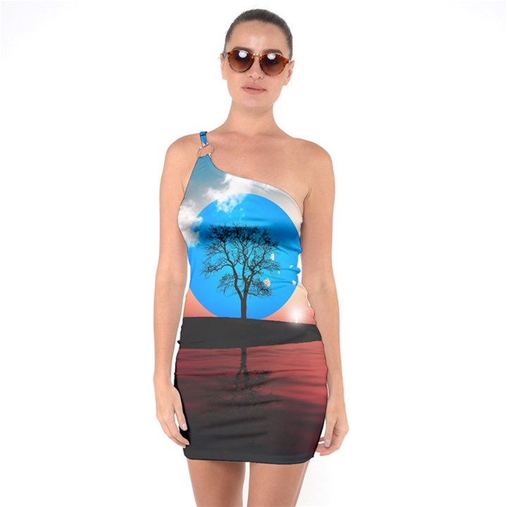 Surreal Fantasy Abstract Art Creativity Horizon One Soulder Bodycon Dress