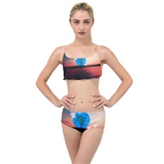 Surreal Fantasy Abstract Art Creativity Horizon Layered Top Bikini Set by Pakemis