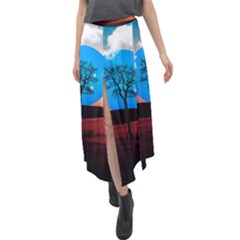 Surreal Fantasy Abstract Art Creativity Horizon Velour Split Maxi Skirt by Pakemis