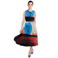 Surreal Fantasy Abstract Art Creativity Horizon Round Neck Boho Dress by Pakemis