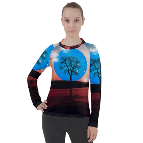 Surreal Fantasy Abstract Art Creativity Horizon Women s Pique Long Sleeve Tee by Pakemis