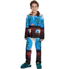 Surreal Fantasy Abstract Art Creativity Horizon Kids  Long Sleeve Velvet Pajamas Set by Pakemis