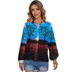 Surreal Fantasy Abstract Art Creativity Horizon Women s Long Sleeve Button Down Shirt