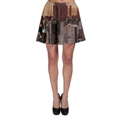 Skyline Skyscrapers Futuristic Sci-fi Panorama Skater Skirt by Pakemis