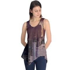 Skyline Skyscrapers Futuristic Sci-fi Panorama Sleeveless Tunic by Pakemis