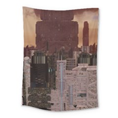 Skyline Skyscrapers Futuristic Sci-fi Panorama Medium Tapestry by Pakemis