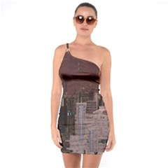 Skyline Skyscrapers Futuristic Sci-fi Panorama One Soulder Bodycon Dress by Pakemis