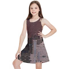 Skyline Skyscrapers Futuristic Sci-fi Panorama Kids  Lightweight Sleeveless Dress by Pakemis