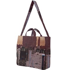 Skyline Skyscrapers Futuristic Sci-fi Panorama Square Shoulder Tote Bag by Pakemis