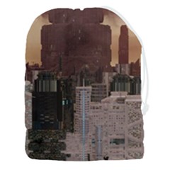 Skyline Skyscrapers Futuristic Sci-fi Panorama Drawstring Pouch (3xl) by Pakemis