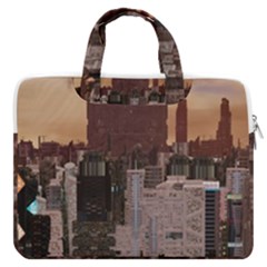 Skyline Skyscrapers Futuristic Sci-fi Panorama Macbook Pro 16  Double Pocket Laptop Bag  by Pakemis