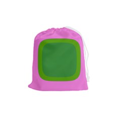 Pink And Green 1105 - Groovy Retro Style Art Drawstring Pouch (medium) by KorokStudios