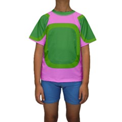 Pink And Green 1105 - Groovy Retro Style Art Kids  Short Sleeve Swimwear by KorokStudios