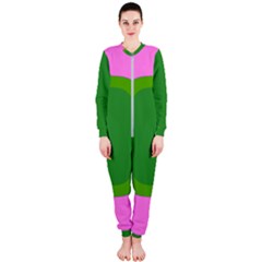 Pink And Green 1105 - Groovy Retro Style Art Onepiece Jumpsuit (ladies)