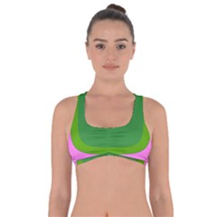 Pink And Green 1105 - Groovy Retro Style Art Got No Strings Sports Bra by KorokStudios