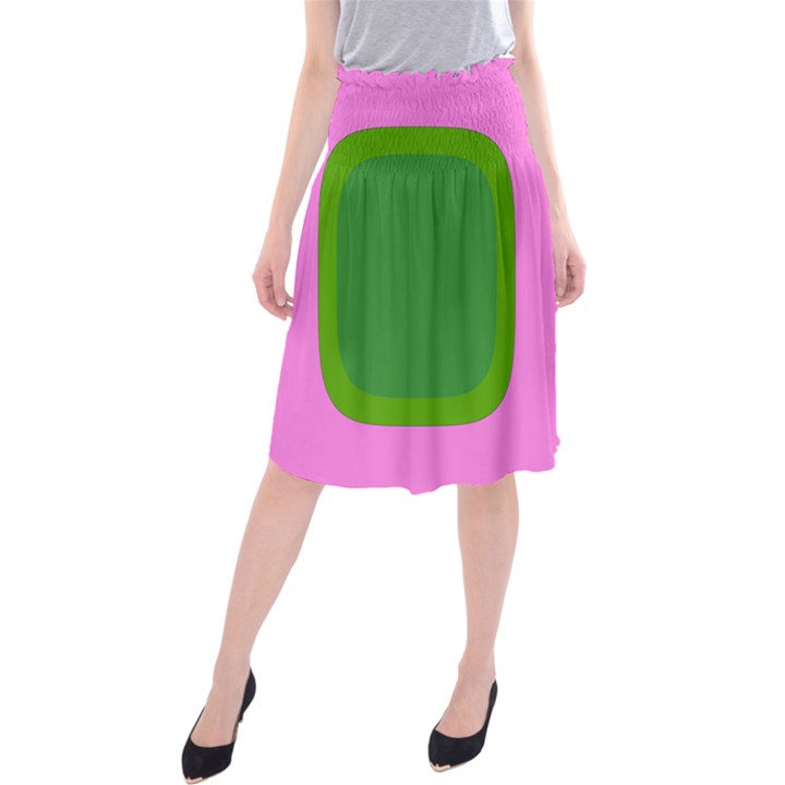 Pink And Green 1105 - Groovy Retro Style Art Midi Beach Skirt