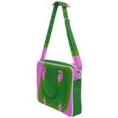 Pink And Green 1105 - Groovy Retro Style Art Cross Body Office Bag by KorokStudios