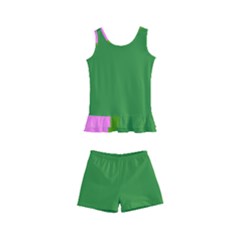 Pink And Green 1105 - Groovy Retro Style Art Kids  Boyleg Swimsuit by KorokStudios