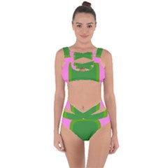 Pink And Green 1105 - Groovy Retro Style Art Bandaged Up Bikini Set  by KorokStudios