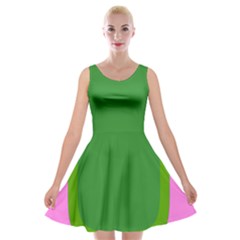 Pink And Green 1105 - Groovy Retro Style Art Velvet Skater Dress by KorokStudios