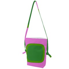 Pink And Green 1105 - Groovy Retro Style Art Folding Shoulder Bag by KorokStudios