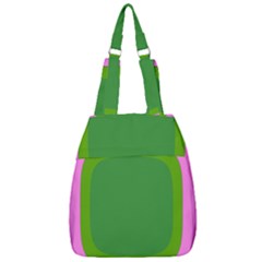 Pink And Green 1105 - Groovy Retro Style Art Center Zip Backpack by KorokStudios