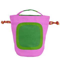 Pink And Green 1105 - Groovy Retro Style Art Drawstring Bucket Bag by KorokStudios