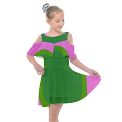 Pink And Green 1105 - Groovy Retro Style Art Kids  Shoulder Cutout Chiffon Dress by KorokStudios