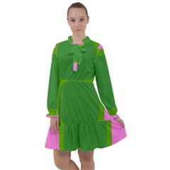 Pink And Green 1105 - Groovy Retro Style Art All Frills Chiffon Dress by KorokStudios