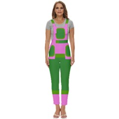 Pink And Green 1105 - Groovy Retro Style Art Women s Pinafore Overalls Jumpsuit by KorokStudios