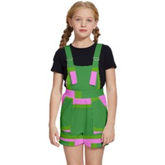 Pink And Green 1105 - Groovy Retro Style Art Kids  Short Overalls by KorokStudios